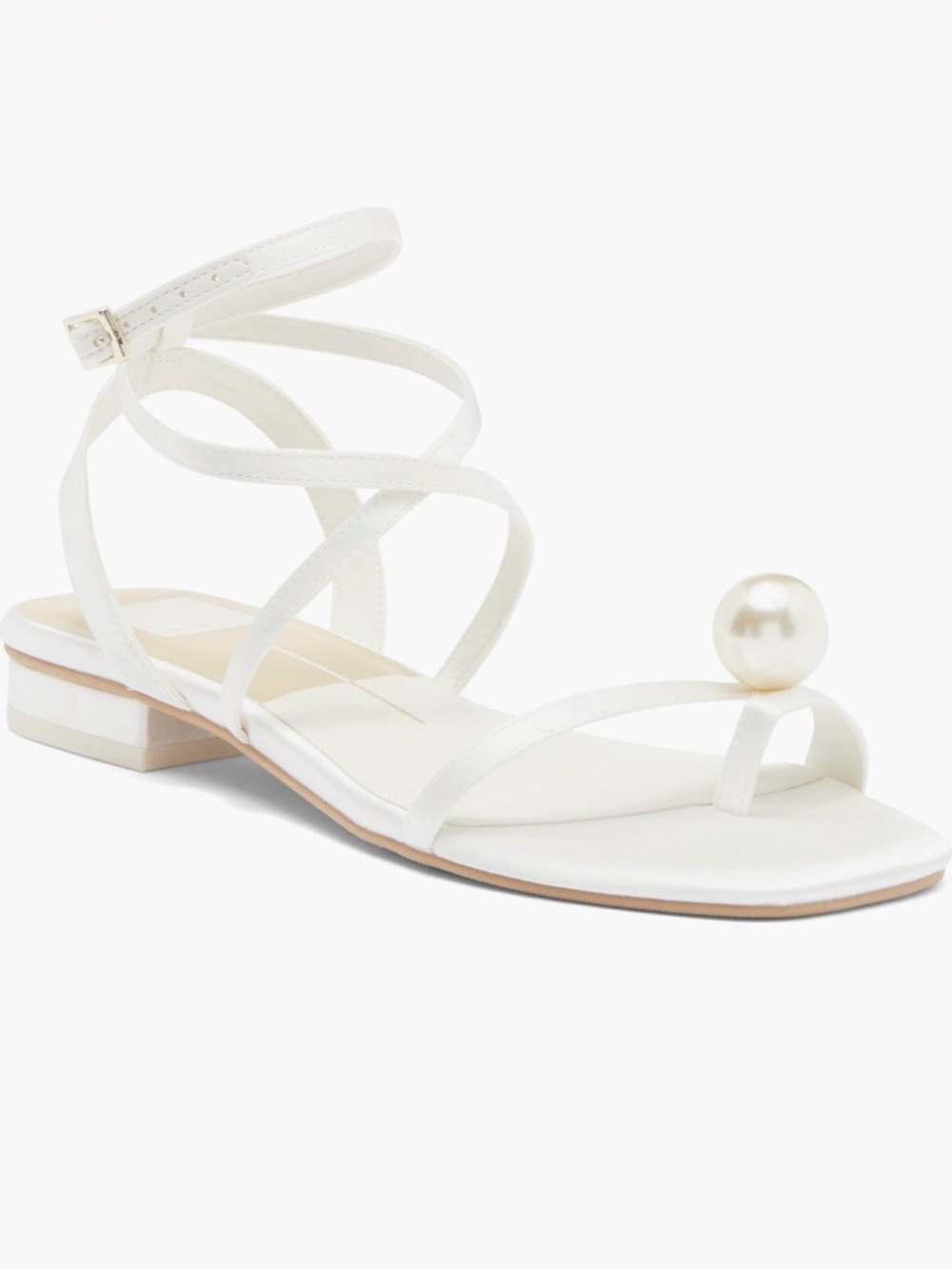 Dolce Vita White Pearl-Detail Strappy Ankle Sandal